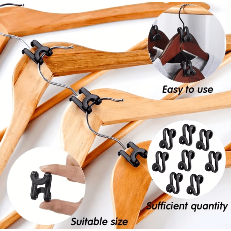 Velvet Hanger Connector Hooks Clothes Organizer SpaceSaving Extenders 10pcs 3