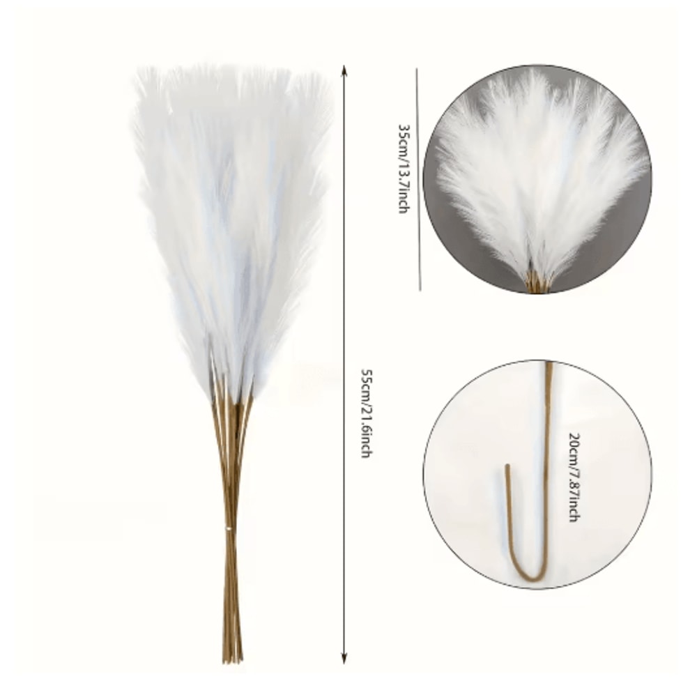 White Artificial Pampas Reed Decor Elegant Reed Grass Stems 10pcs 2