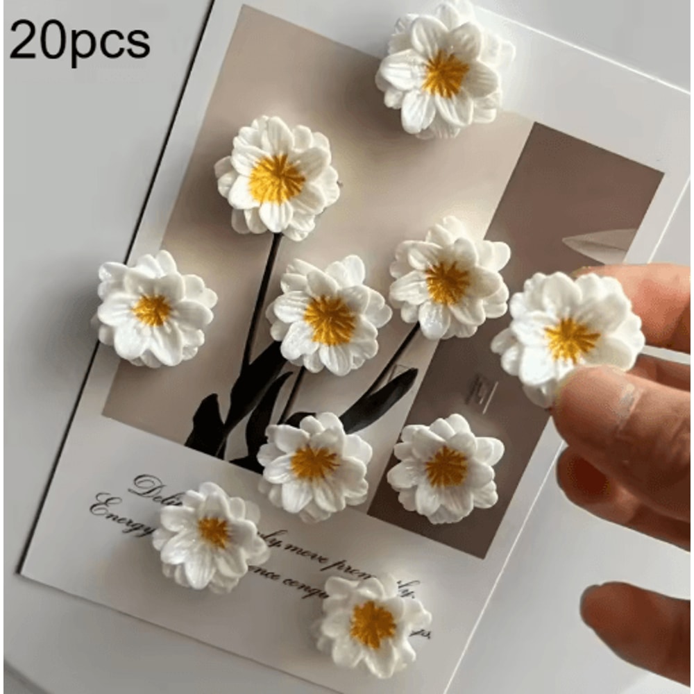 Cute Resin Flower Fridge Magnets Creative Home Kitchen Decor 20pcs Set 1