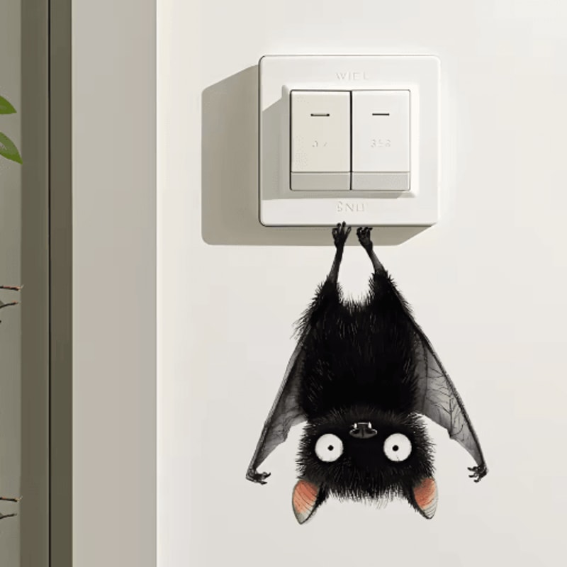 Black Bat Wall Decals SelfAdhesive Home Wall Art 2pcs Set 0