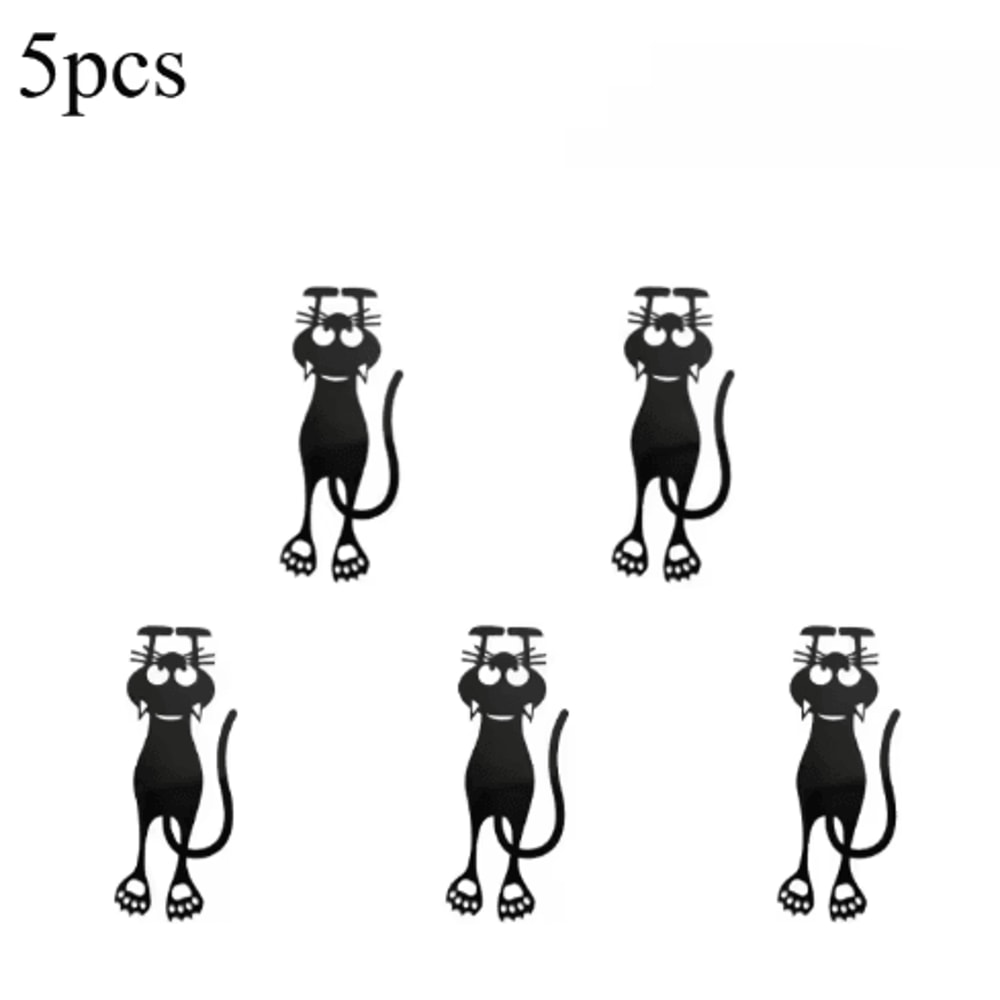 Acrylic HollowedOut Black Kitten Bookmarks Creative Hanging Page Markers 3pcs 1