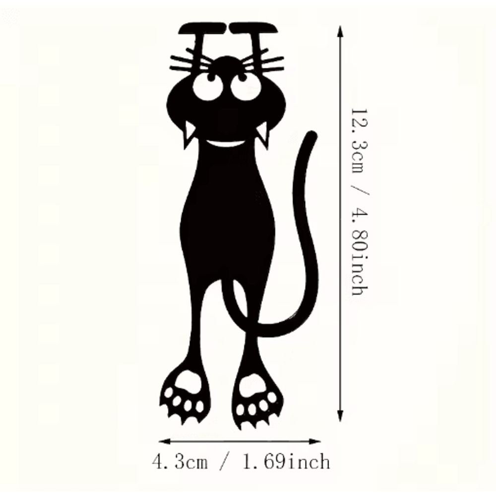 Acrylic HollowedOut Black Kitten Bookmarks Creative Hanging Page Markers 3pcs 2