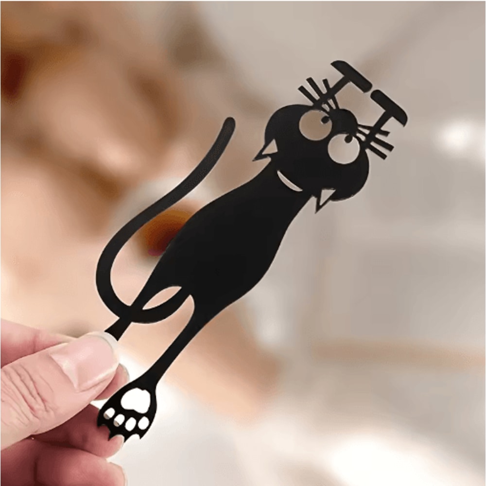 Acrylic HollowedOut Black Kitten Bookmarks Creative Hanging Page Markers 3pcs 4