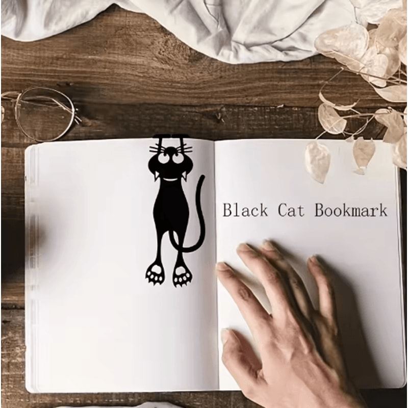 Acrylic HollowedOut Black Kitten Bookmarks Creative Hanging Page Markers 3pcs 6