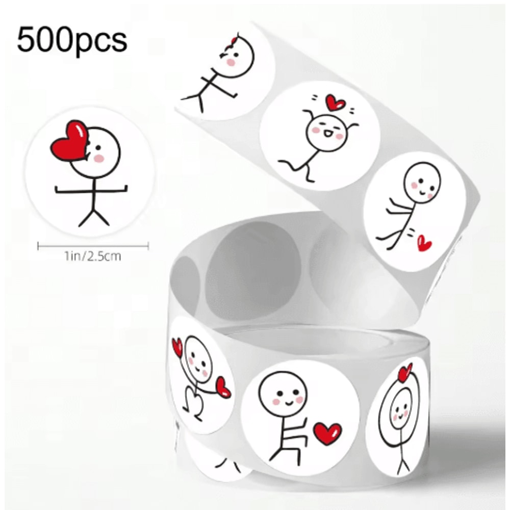 Matchstick People ThumbsUp Stickers 500pcsRoll SelfAdhesive PVC Labels 2