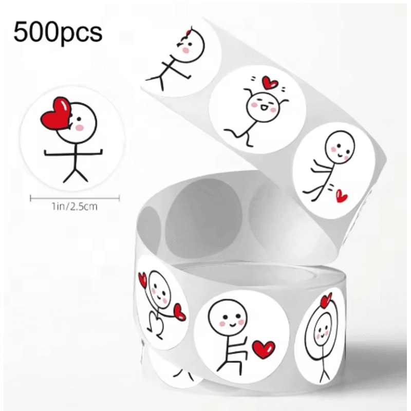 Matchstick People ThumbsUp Stickers 500pcsRoll SelfAdhesive PVC Labels 2