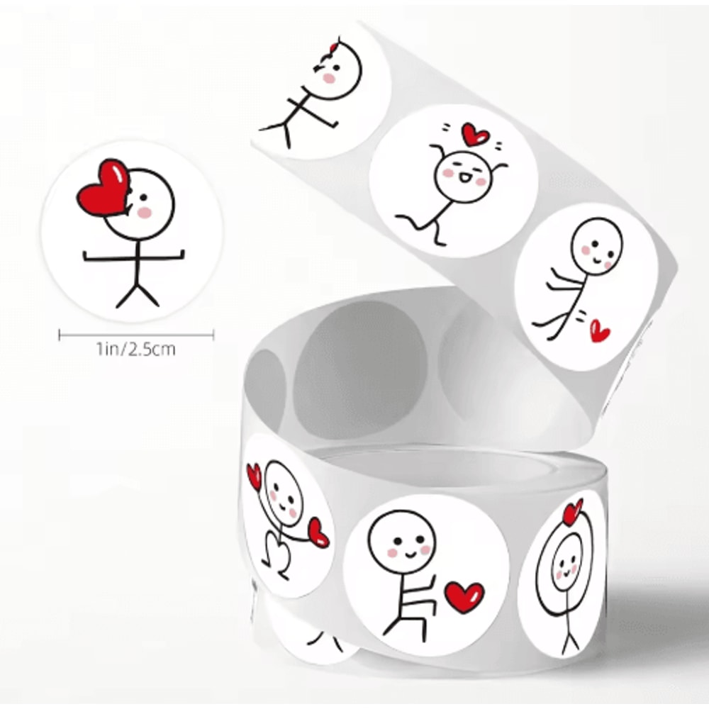 Matchstick People ThumbsUp Stickers 500pcsRoll SelfAdhesive PVC Labels 3
