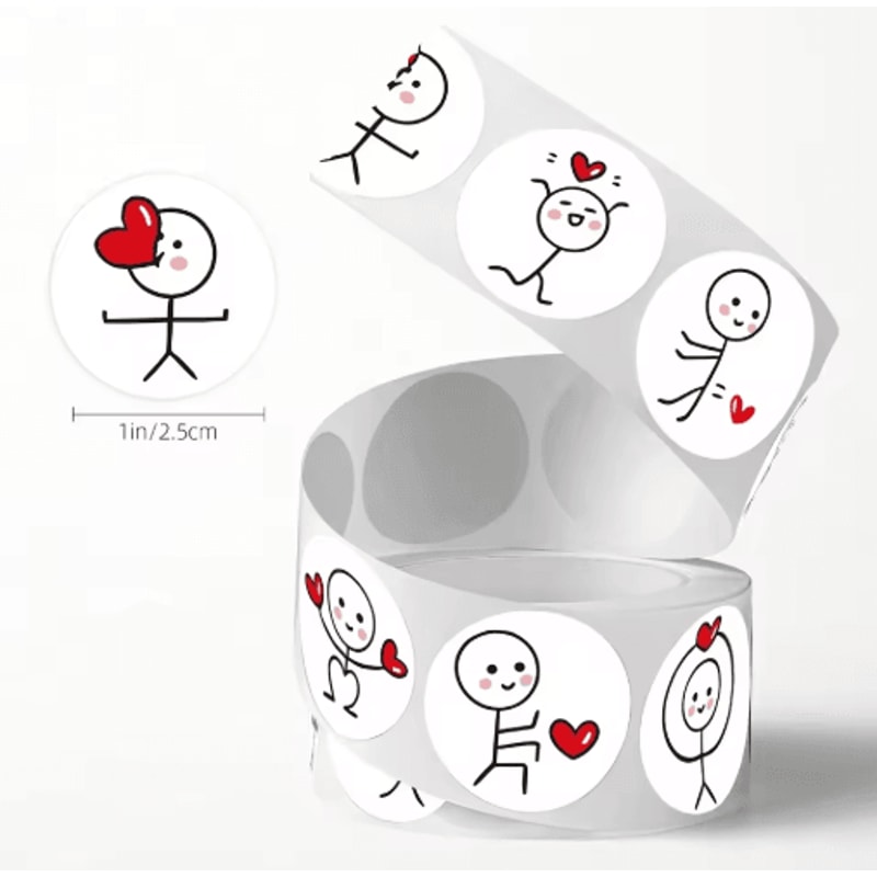 Matchstick People ThumbsUp Stickers 500pcsRoll SelfAdhesive PVC Labels 3