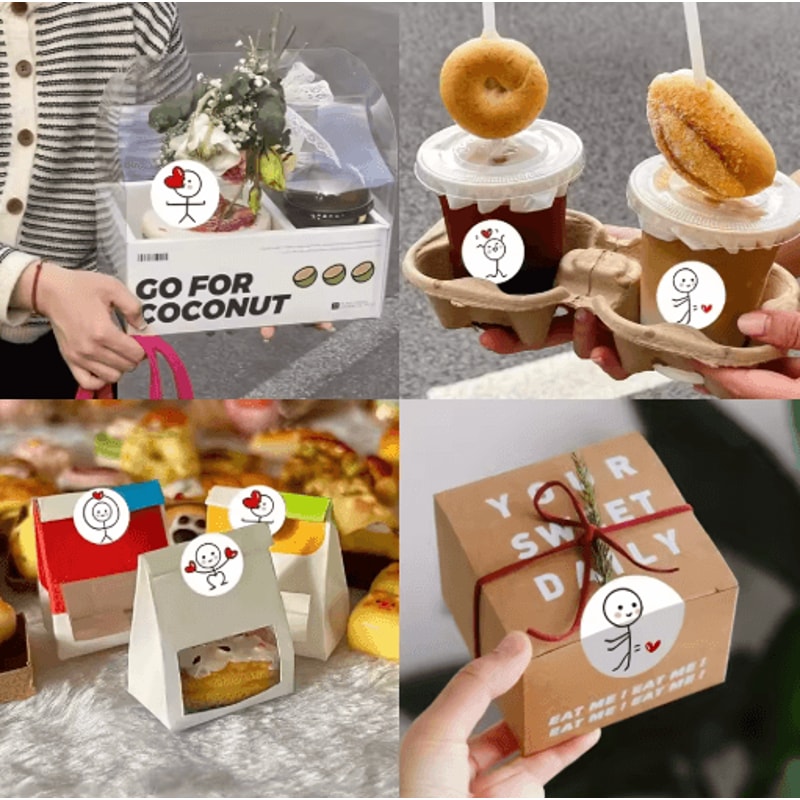 Matchstick People ThumbsUp Stickers 500pcsRoll SelfAdhesive PVC Labels 6