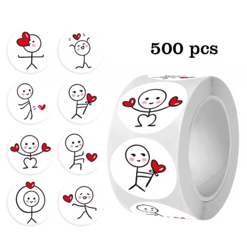 Matchstick People ThumbsUp Stickers 500pcsRoll SelfAdhesive PVC Labels 0