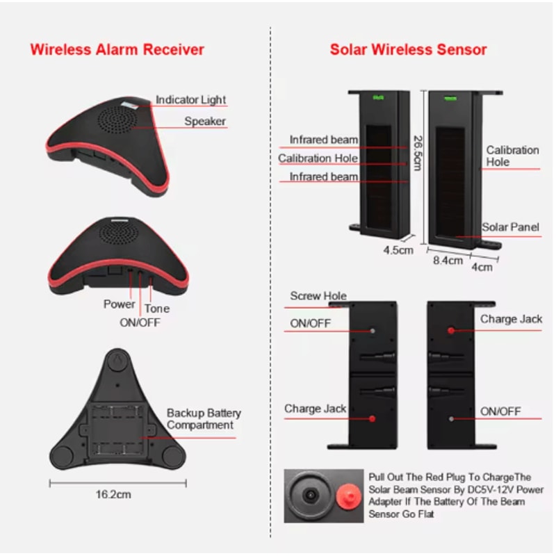 HTZSAFE Solar Beam Sensor Driveway Alarm 400m Wireless Home Security Alert System 3