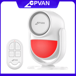 cpvan wireless pir motion sensor – infrared burglar alarm with 125db siren (433mhz)
