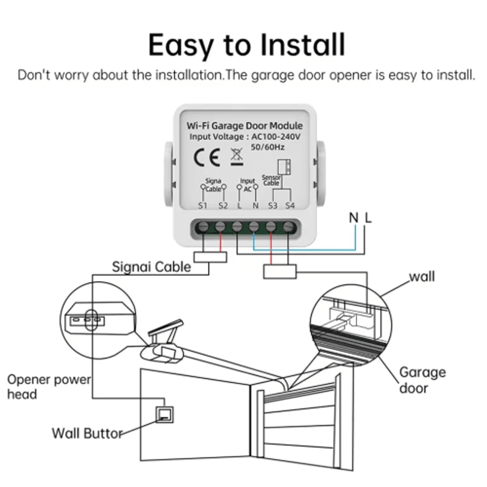 WG01 Tuya Smart Life Garage Door Opener Dry Contact Smart Switch With Voice Control 5