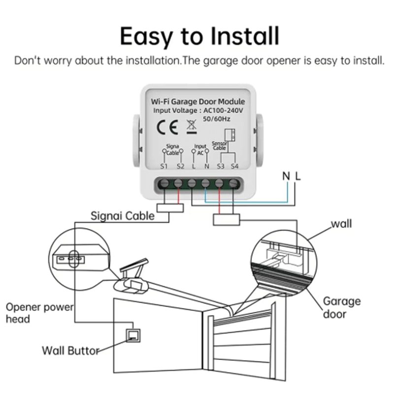 WG01 Tuya Smart Life Garage Door Opener Dry Contact Smart Switch With Voice Control 5