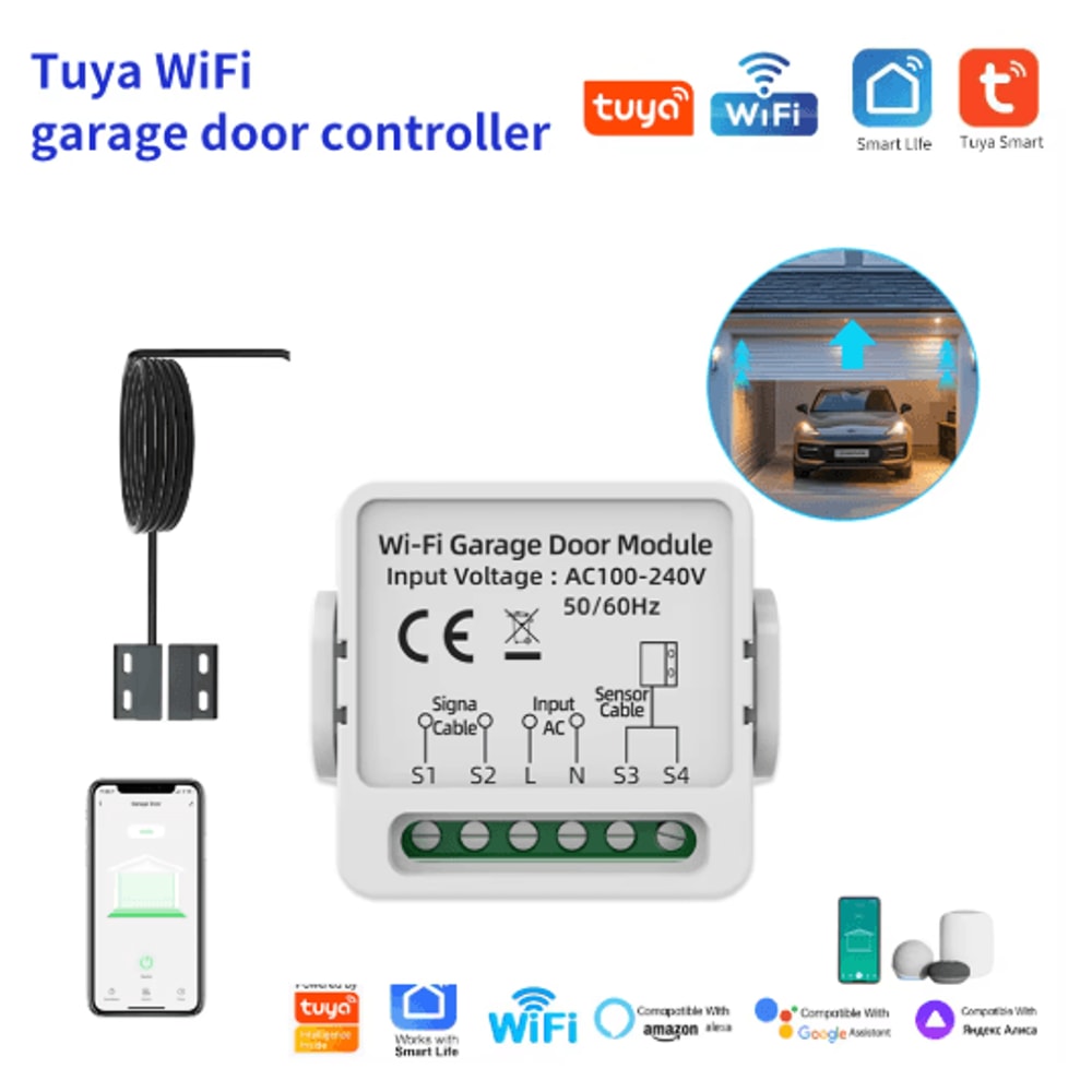 WG01 Tuya Smart Life Garage Door Opener Dry Contact Smart Switch With Voice Control 0