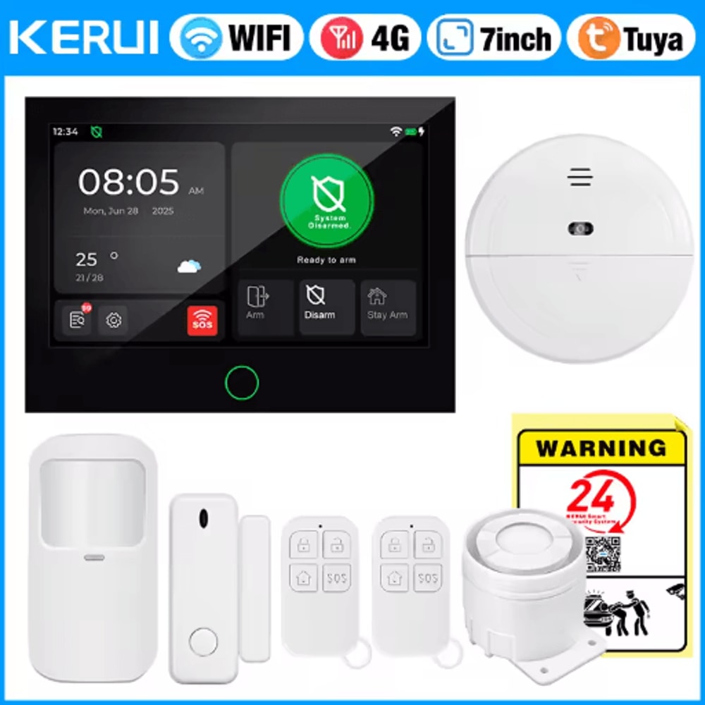 KERUI 4G WiFi Smart Home Alarm System 7 IPS Touchscreen Security Hub 6