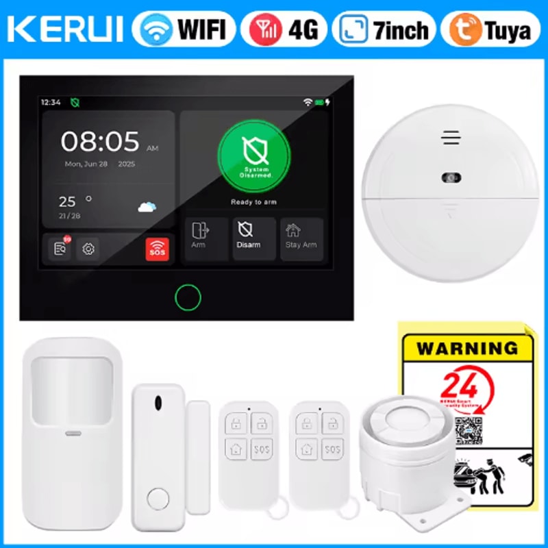 KERUI 4G WiFi Smart Home Alarm System 7 IPS Touchscreen Security Hub 6