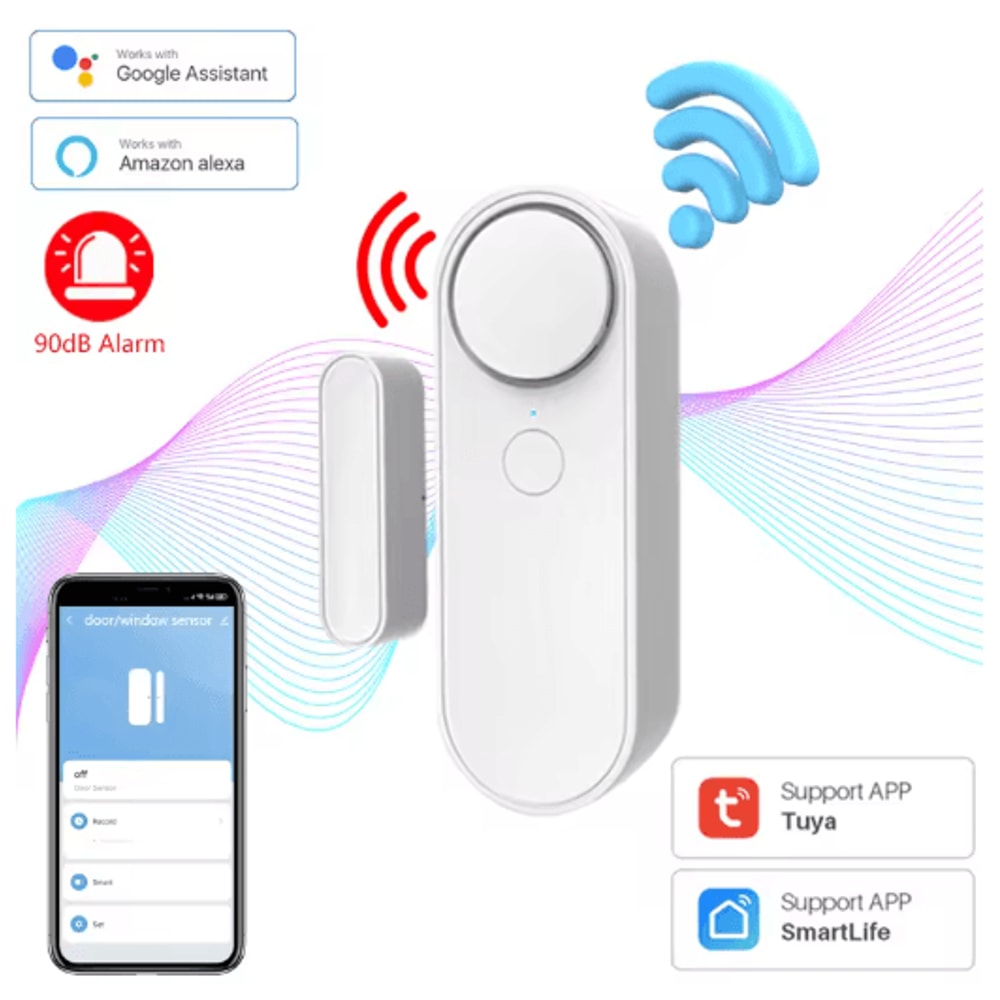 Tuya WiFi Door Window Sensor OpenClosed Security Detector With 90dB Siren 12