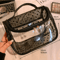 LargeCapacity Heart Mesh Makeup Bag Frosted Transparent Cosmetic Travel Pouch 4