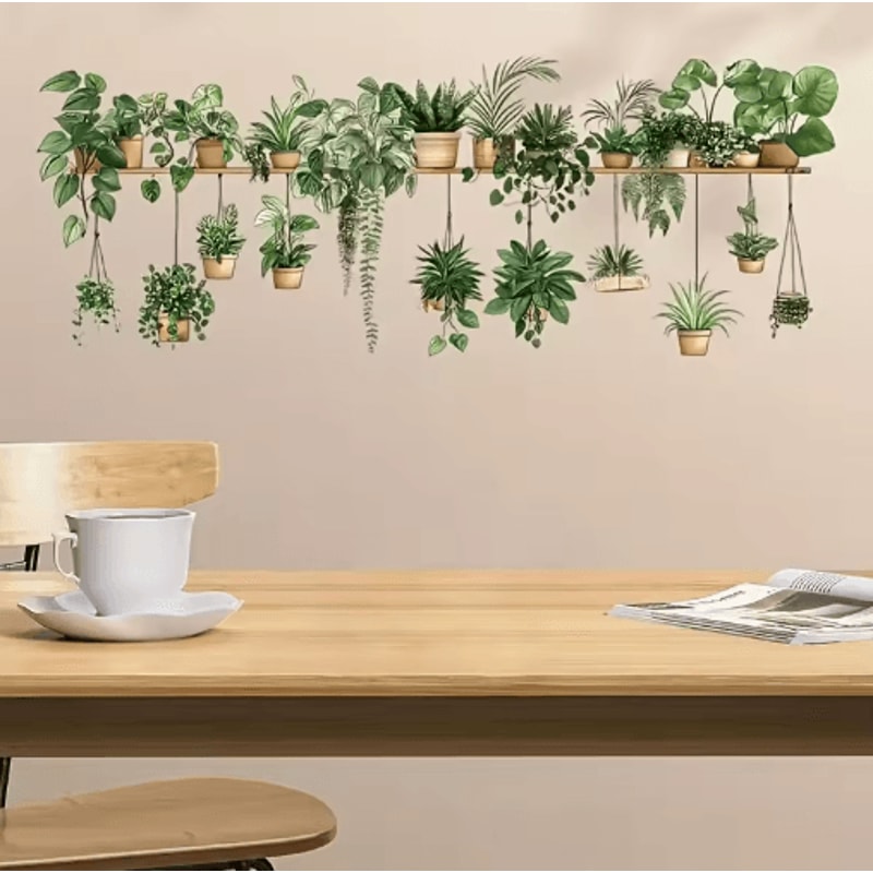 Multiple Flower Shelf Wall Stickers Potted Plant Decor For Home Kids Rooms 5