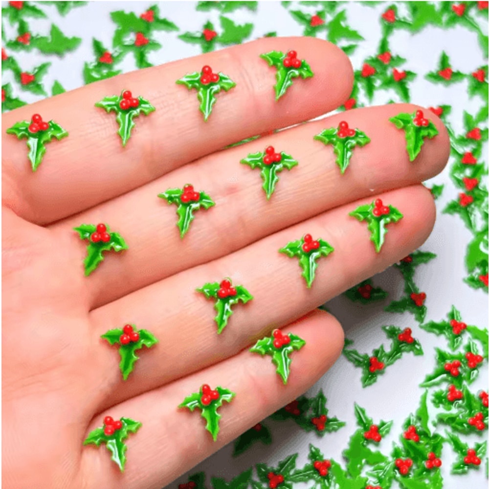 Christmas Leaf Nail Art Decorations Festive Glitter DIY Manicure Set 3060pcs 7