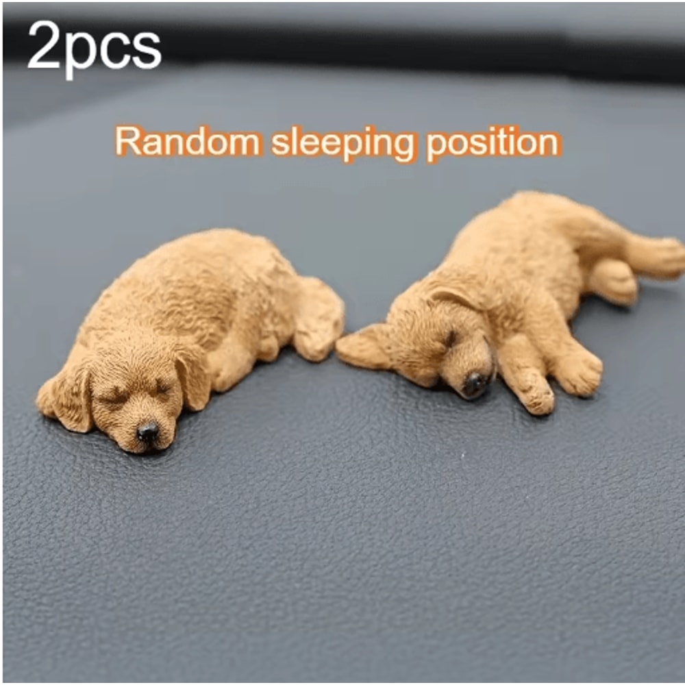 Golden Retriever Puppy Resin Car Ornaments Cute Dashboard Tabletop Decor 2pcs 2