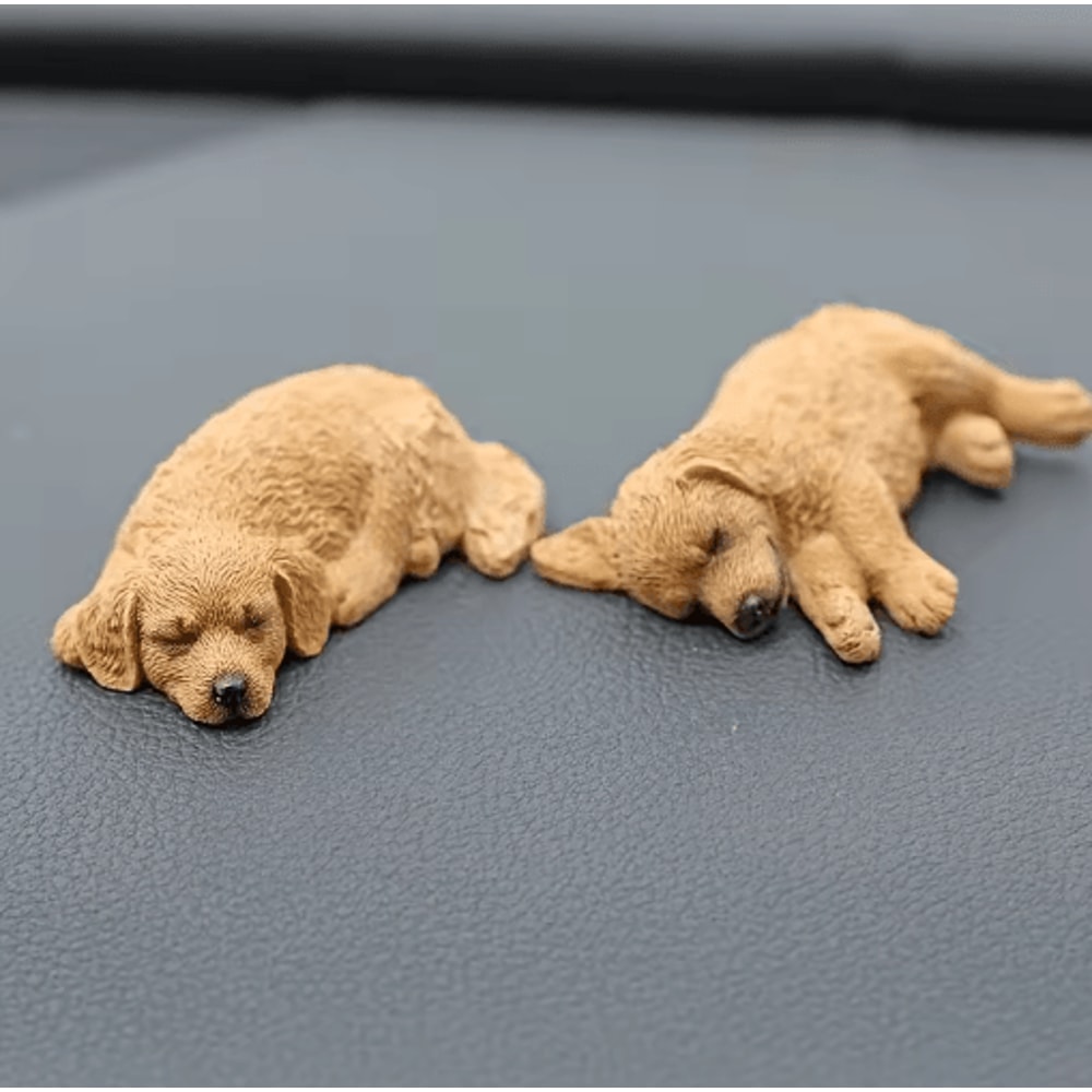Golden Retriever Puppy Resin Car Ornaments Cute Dashboard Tabletop Decor 2pcs 4