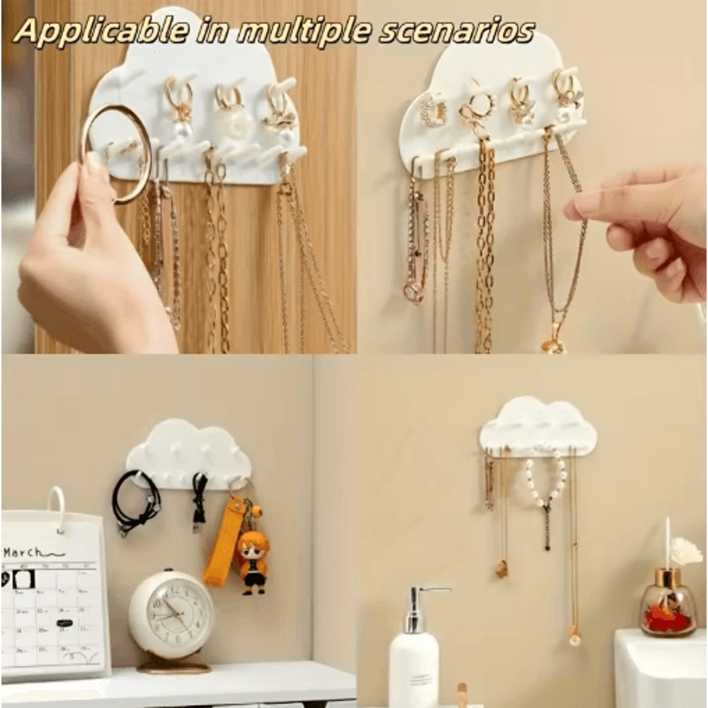 CloudShaped Jewelry Hook Organizer White Necklace Bracelet Storage 2pcs 3