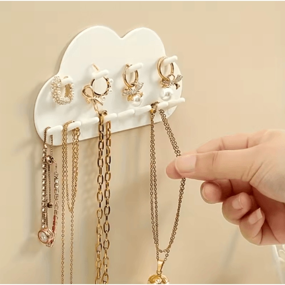 CloudShaped Jewelry Hook Organizer White Necklace Bracelet Storage 2pcs 4