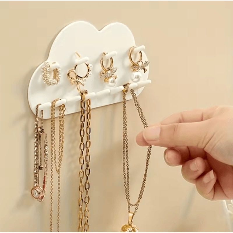 CloudShaped Jewelry Hook Organizer White Necklace Bracelet Storage 2pcs 4