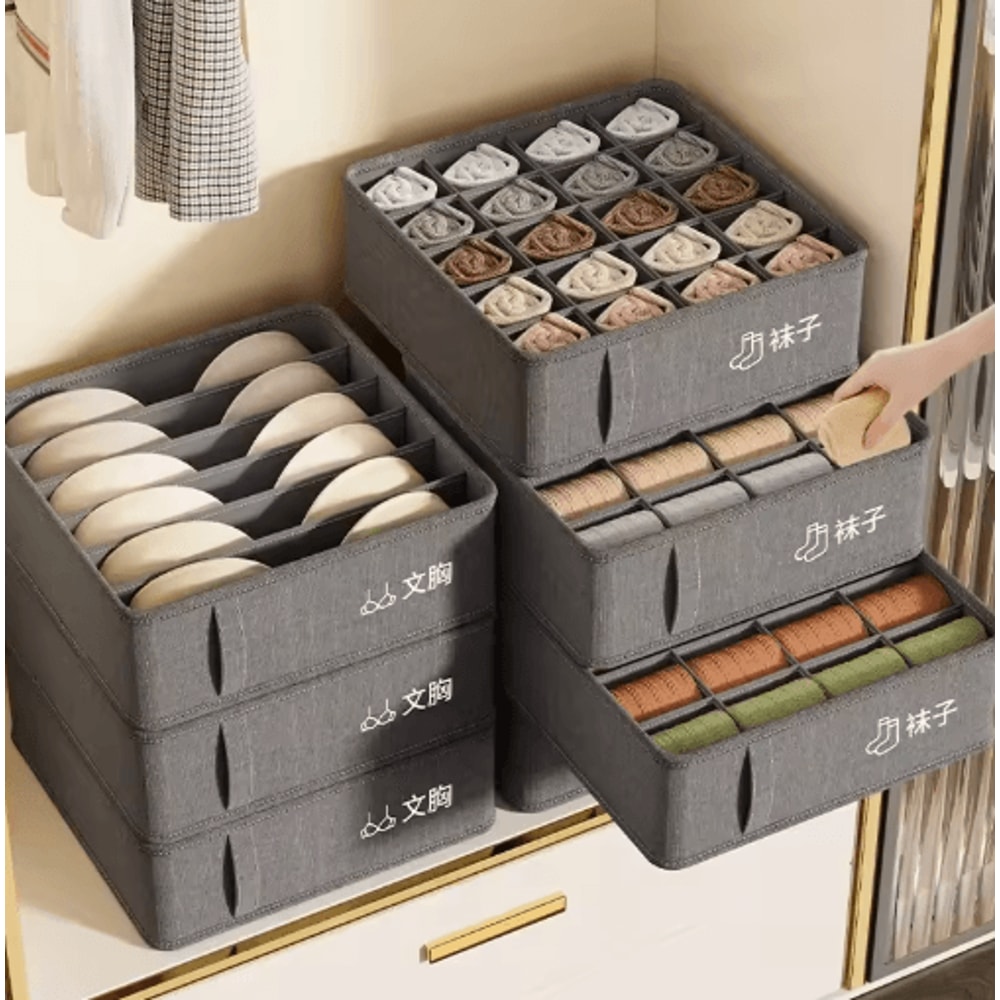 Underwear Drawer Organizer MultiCompartment Wardrobe Storage Box For Socks Lingerie 8