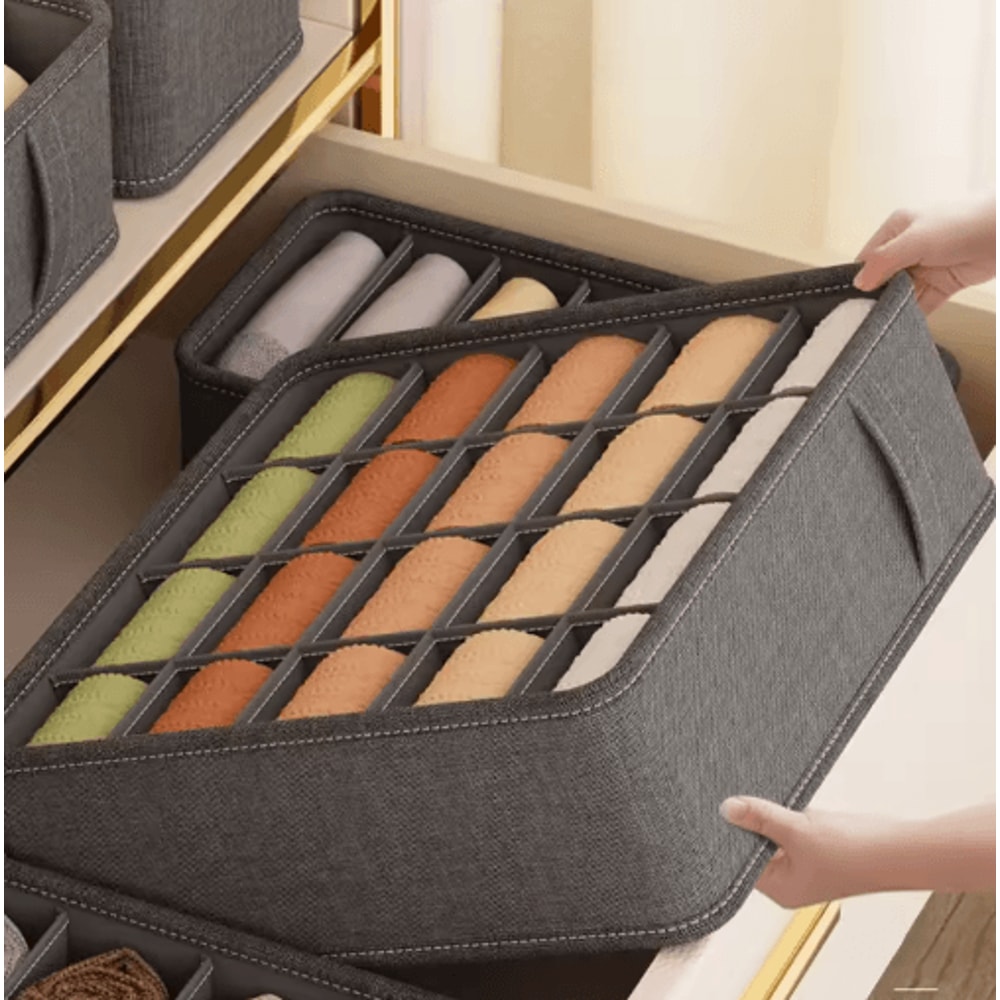 Underwear Drawer Organizer MultiCompartment Wardrobe Storage Box For Socks Lingerie 10