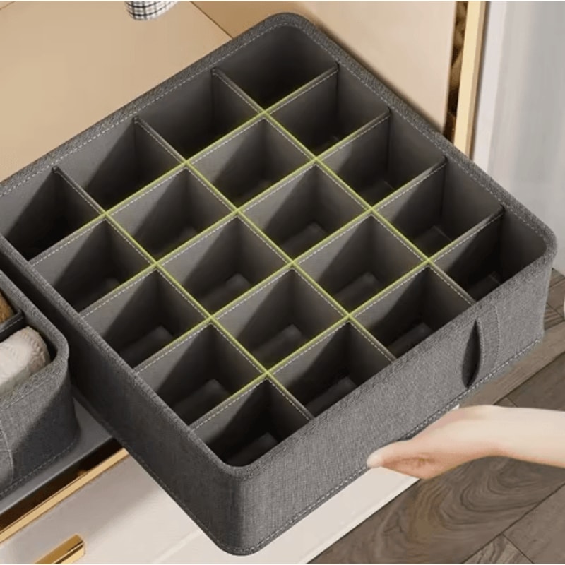 Underwear Drawer Organizer MultiCompartment Wardrobe Storage Box For Socks Lingerie 0