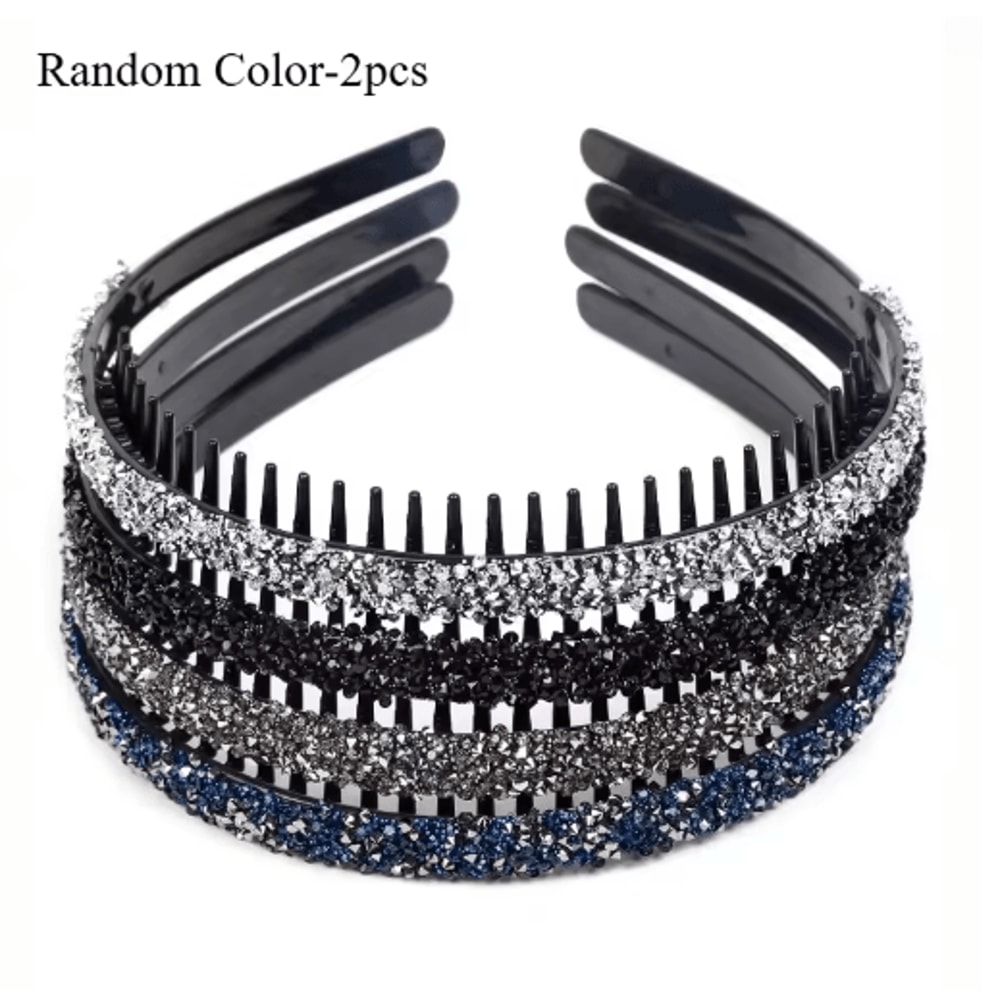 NonSlip Rhinestone Hair Hoop Shiny Toothed Elastic Headband For Women 1