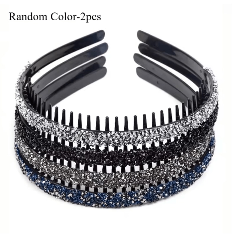 NonSlip Rhinestone Hair Hoop Shiny Toothed Elastic Headband For Women 1