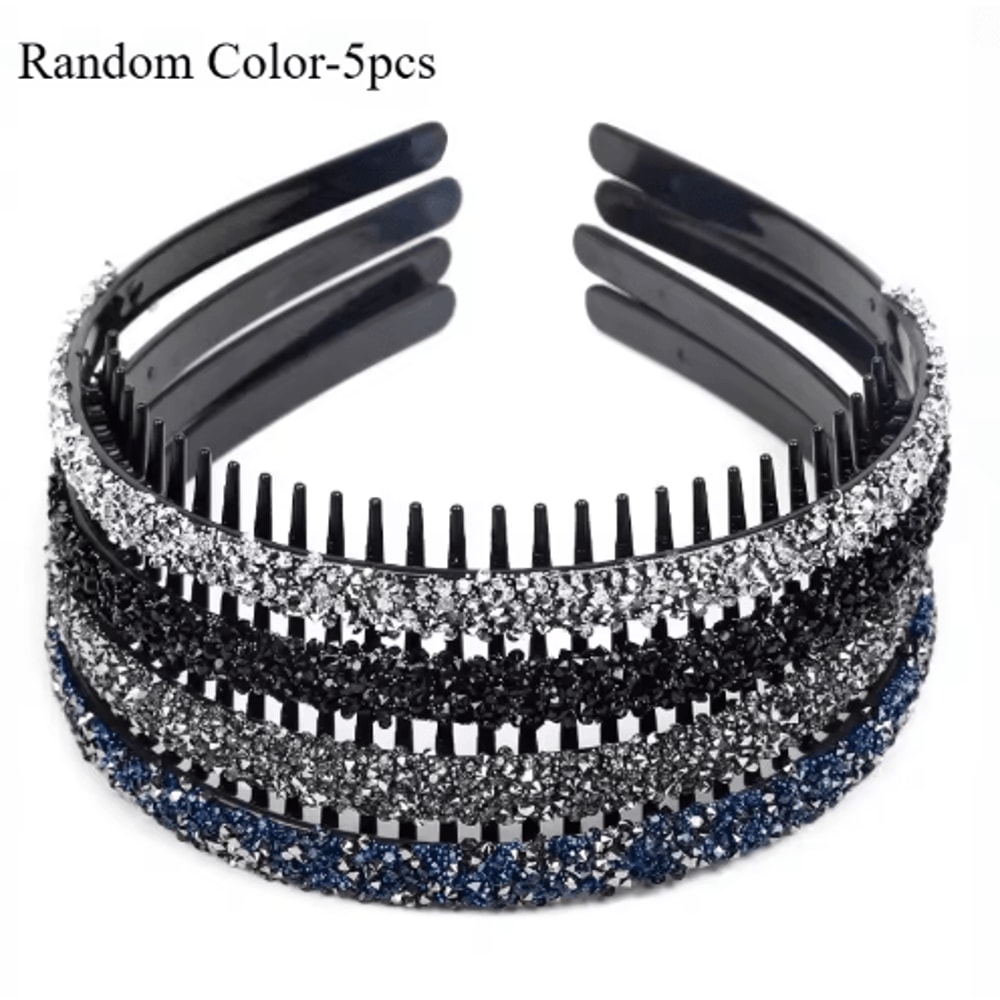 NonSlip Rhinestone Hair Hoop Shiny Toothed Elastic Headband For Women 2