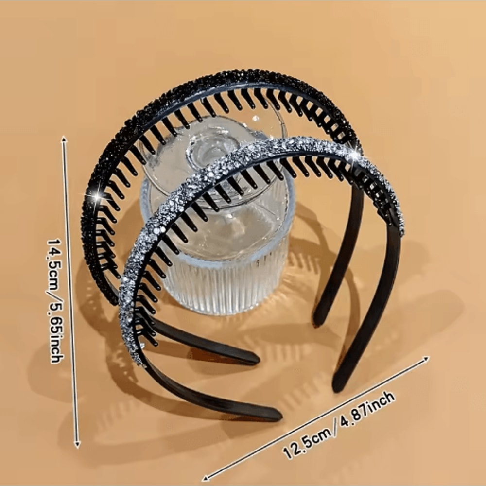 NonSlip Rhinestone Hair Hoop Shiny Toothed Elastic Headband For Women 3