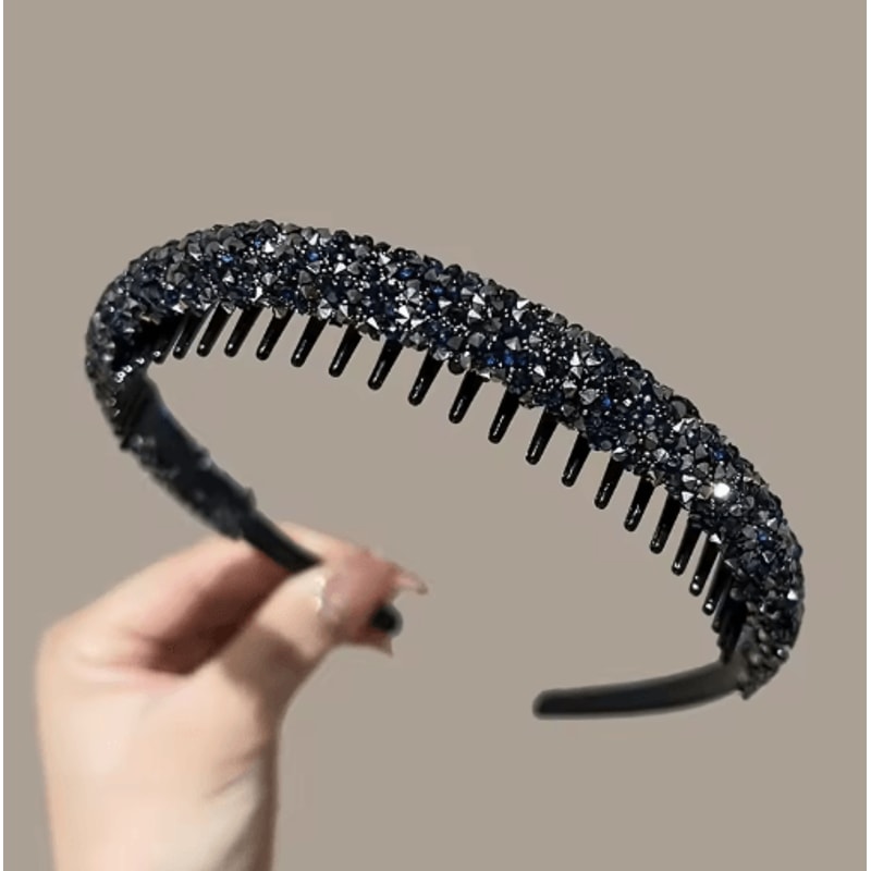 NonSlip Rhinestone Hair Hoop Shiny Toothed Elastic Headband For Women 4