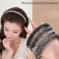 non-slip rhinestone hair hoop – shiny toothed elastic headband for women