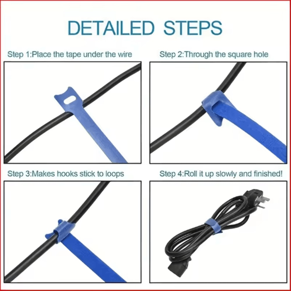 Adjustable Cable Management Straps Reusable Desk Wire Organizers 50pcs 12 By 150mm 3