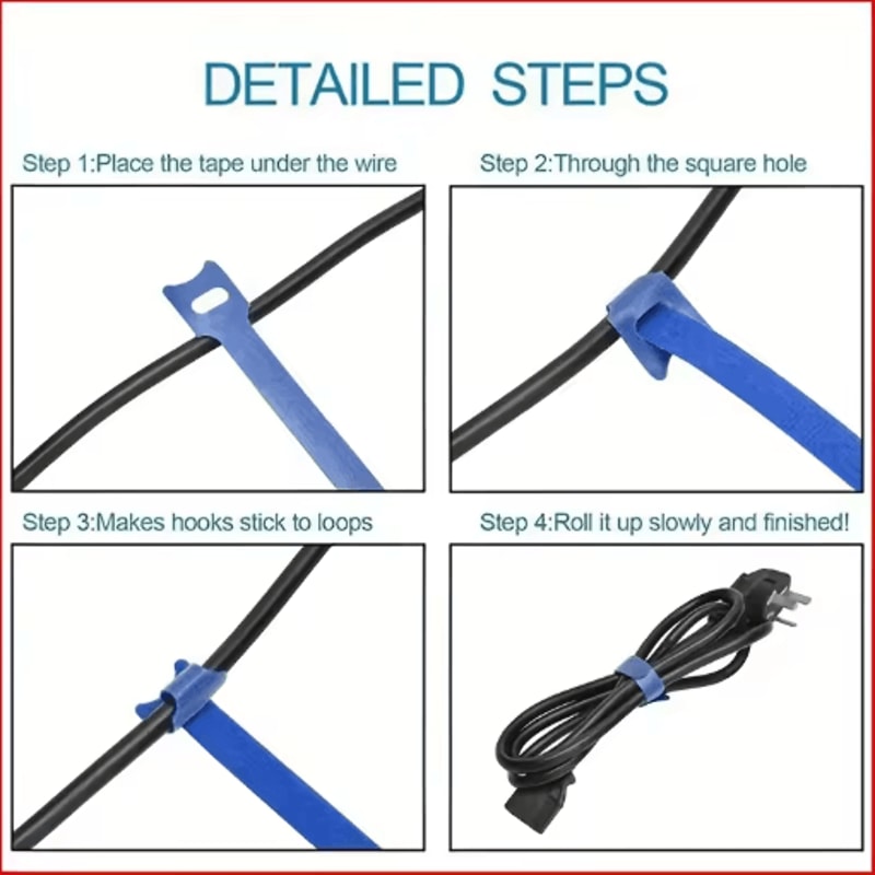 Adjustable Cable Management Straps Reusable Desk Wire Organizers 50pcs 12 By 150mm 3