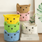 Cat Face Woven Cotton Storage Basket Cute Home Organizer For Toys Clothes Pet Supplies 9