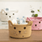 Cat Face Woven Cotton Storage Basket Cute Home Organizer For Toys Clothes Pet Supplies 10