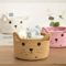 Cat Face Woven Cotton Storage Basket Cute Home Organizer For Toys Clothes Pet Supplies 10