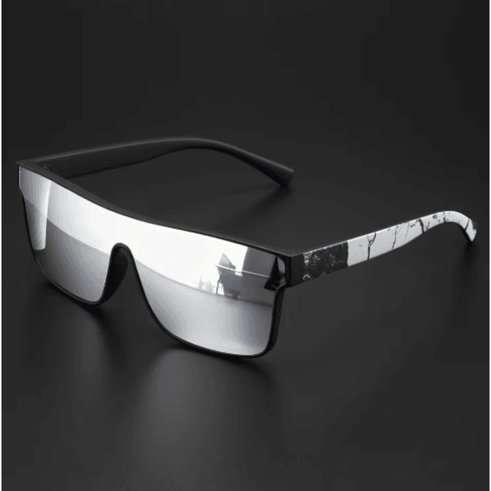 Colorful Square Sports Sunglasses OnePiece UV400 Lens With Patterned Temples 1