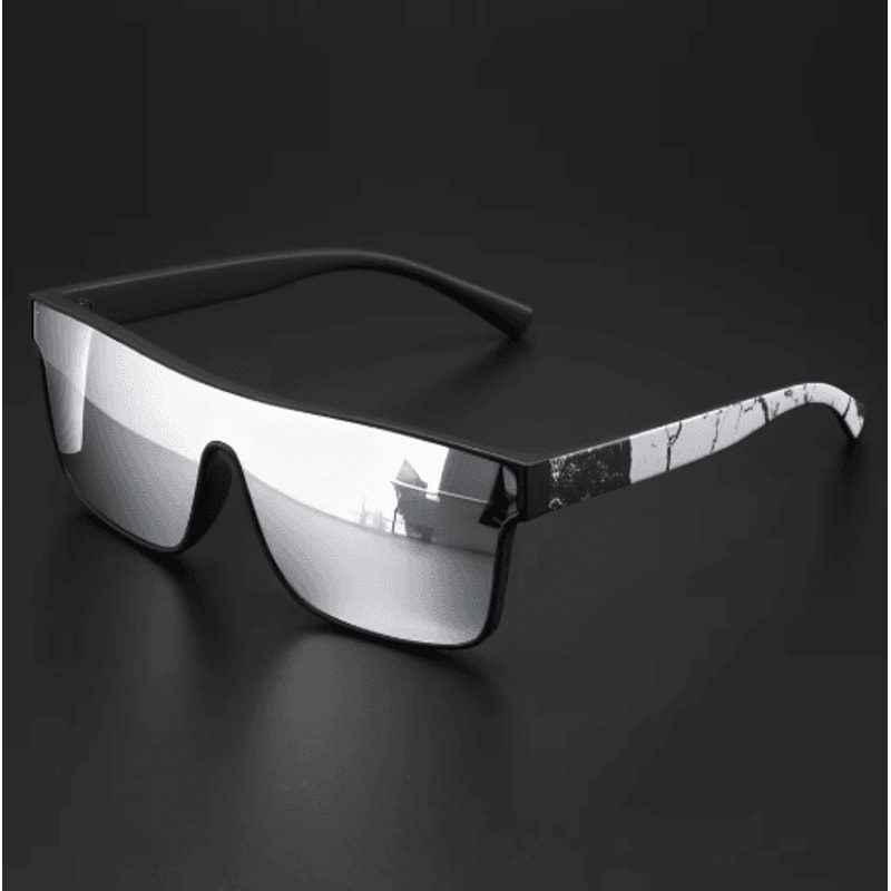 Colorful Square Sports Sunglasses OnePiece UV400 Lens With Patterned Temples 1