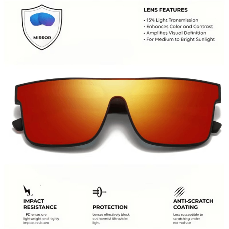 Colorful Square Sports Sunglasses OnePiece UV400 Lens With Patterned Temples 10