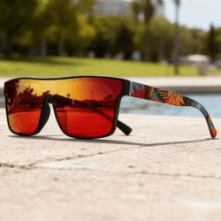 colorful square sports sunglasses – one-piece uv400 lens with patterned temples