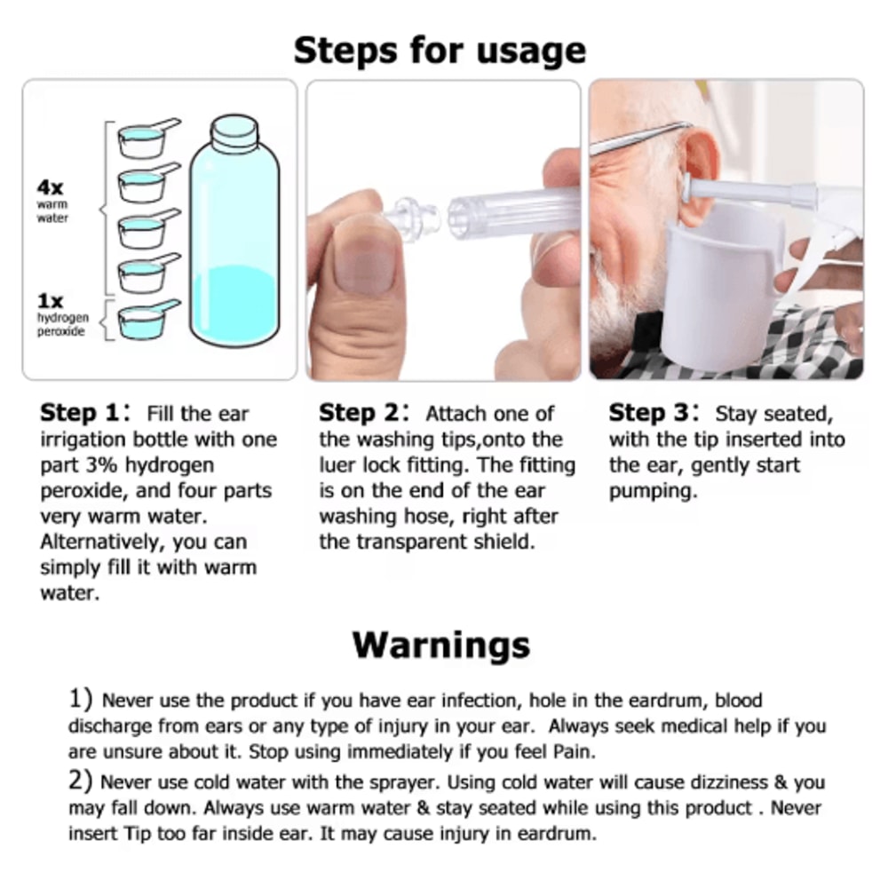 300ml Ear Cleaner Wax Removal Tool Portable Water Irrigation Flushing System 3