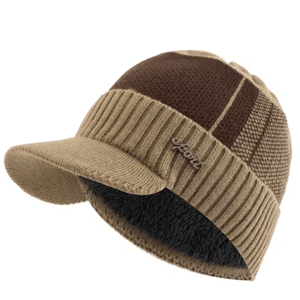 Unisex FurLined Winter Beanie With Brim Thick Knit Warm Hat For Men Women 2